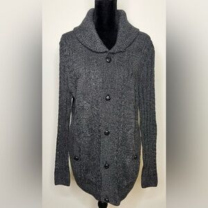 NWT Tasso Elba wool blend Gray cable knit grandpa academia cardigan sweater S